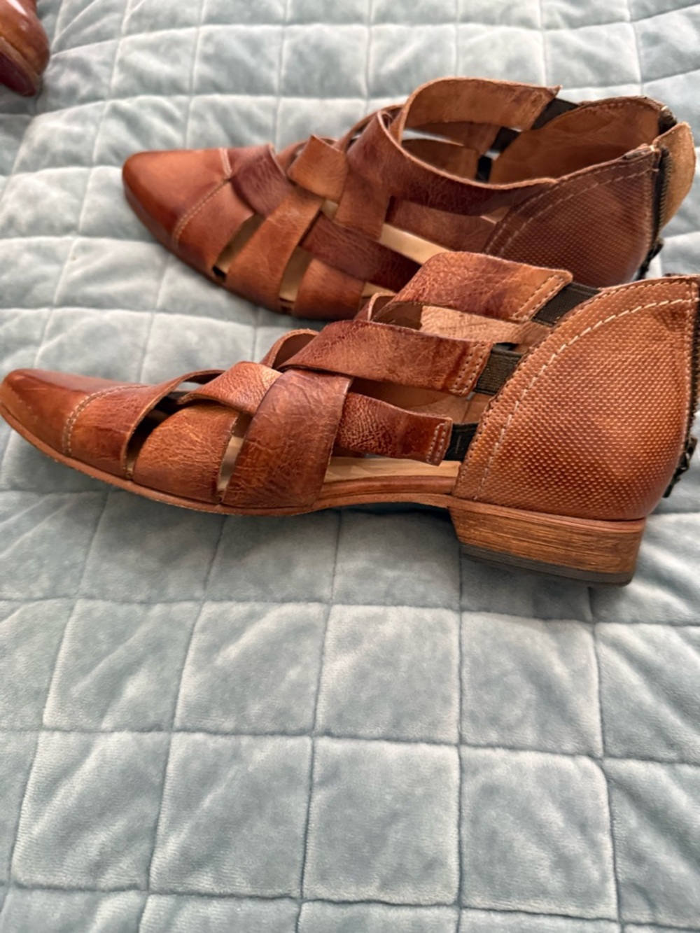 Bed Stu Brown Woven Leather Pointed-Ankle Booties - Picture 5 of 6